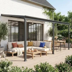 Aluminium Anbaupergola Carport 3x5m mit Dachrinne