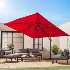 Ampel-Sonnenschirm rechteckig 3x4m + befüllbare Platten 50x50cm