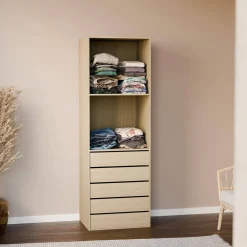 Ankleidemodul mit 5 Schubladen und 2 Regalen