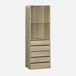 Ankleidemodul mit 5 Schubladen und 2 Regalen