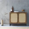 Anrichte mit Rattan-Geflecht und Holzdekor 2 Türen 100 cm