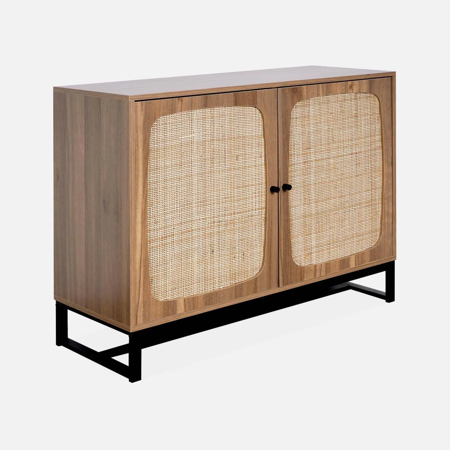Anrichte mit Rattan-Geflecht und Holzdekor 2 Türen 100 cm
