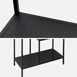 Asymmetrisches Bücherregal aus schwarzem Metall 4 Etagen