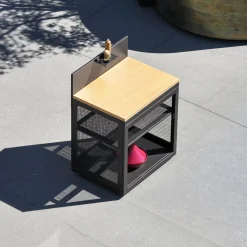Außenküche aus Stahl mit Holzdekor, 1 Regal B 80 cm