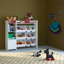Aufbewahrungsmöbel für Kinder, 9 Behälter, 4 Einlegeböden, 1 Tür