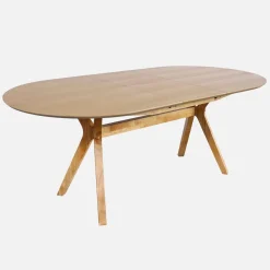 Ausziehbarer Esstisch, oval, 160-200 cm 6-8 Personen MDF und Eichenfurnier