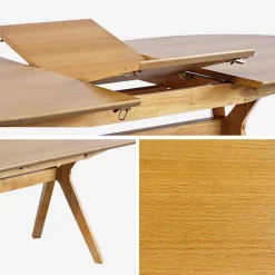 Ausziehbarer Esstisch, oval, 160-200 cm 6-8 Personen MDF und Eichenfurnier