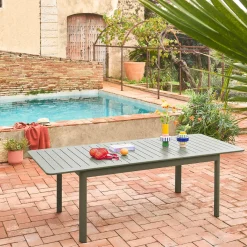 Ausziehbarer Gartentisch aus Aluminium, 8 Plätze