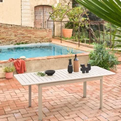 Ausziehbarer Gartentisch aus Aluminium, 6 Plätze