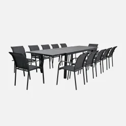 Ausziehbarer Gartentisch 200/320cm + 10 Sessel