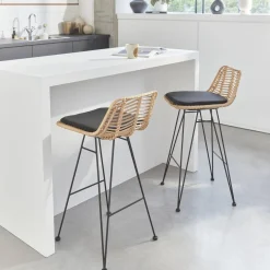 2 Barhocker Rattan und Metall, 67cm