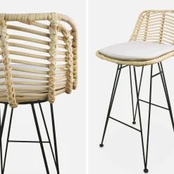 2 Barhocker Rattan und Metall, 67cm