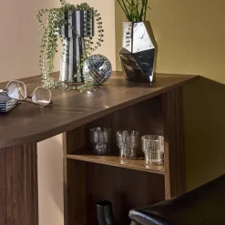 Bar-Tisch, hoher Küchentisch aus Holzdekor mit Stauraum