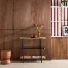 Bücherregal aus Glas, Holzdekor und Stahl, 3 Ebenen