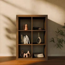Bücherregal Holzoptik 2 Ebenen 6 Stauräume