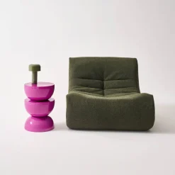 Beistelltisch, Beistelltisch, Nachttisch aus Metall mit Glanzeffekt Ø32 x H 46,5 cm
