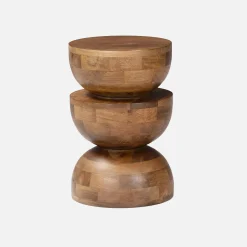 Beistelltisch, Sofaende, Nachttisch aus Mangoholz, Ø 30 x H 45 cm