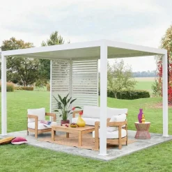 Bioklimatische Pergola Aluminium 3x4m + 1 Lamellenwand 100 cm + 1 Lamellenwand 130 cm Triomphe