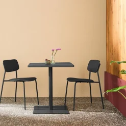 Bistro-Gartentisch quadratisch aus Stahl + 2 Stühle