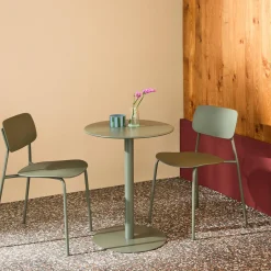 Bistro-Gartentisch rund aus Stahl + 2 Stühle
