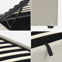 Boxbett mit Lattenrost und Kopfteil 90 x 190cm fein gerippter Cord