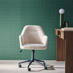 Bürostuhl mit Rollen und Chenille-Bezug, höhenverstellbar