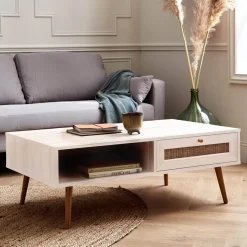 Couchtisch mit Rattan-Geflecht 110 x 59 x 39 cm