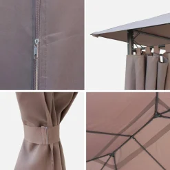 Dachtuch + Vorhänge für Pergola 3x4m Divio