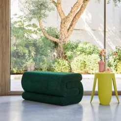 Design Bank mit Bouclé-Bezug 1-2 Plätze