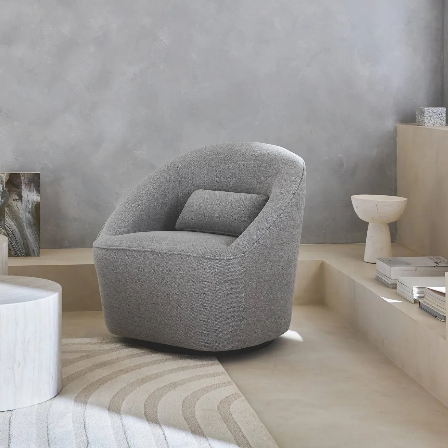Drehsessel 360 mit Kissen, Stoffbezug LANA