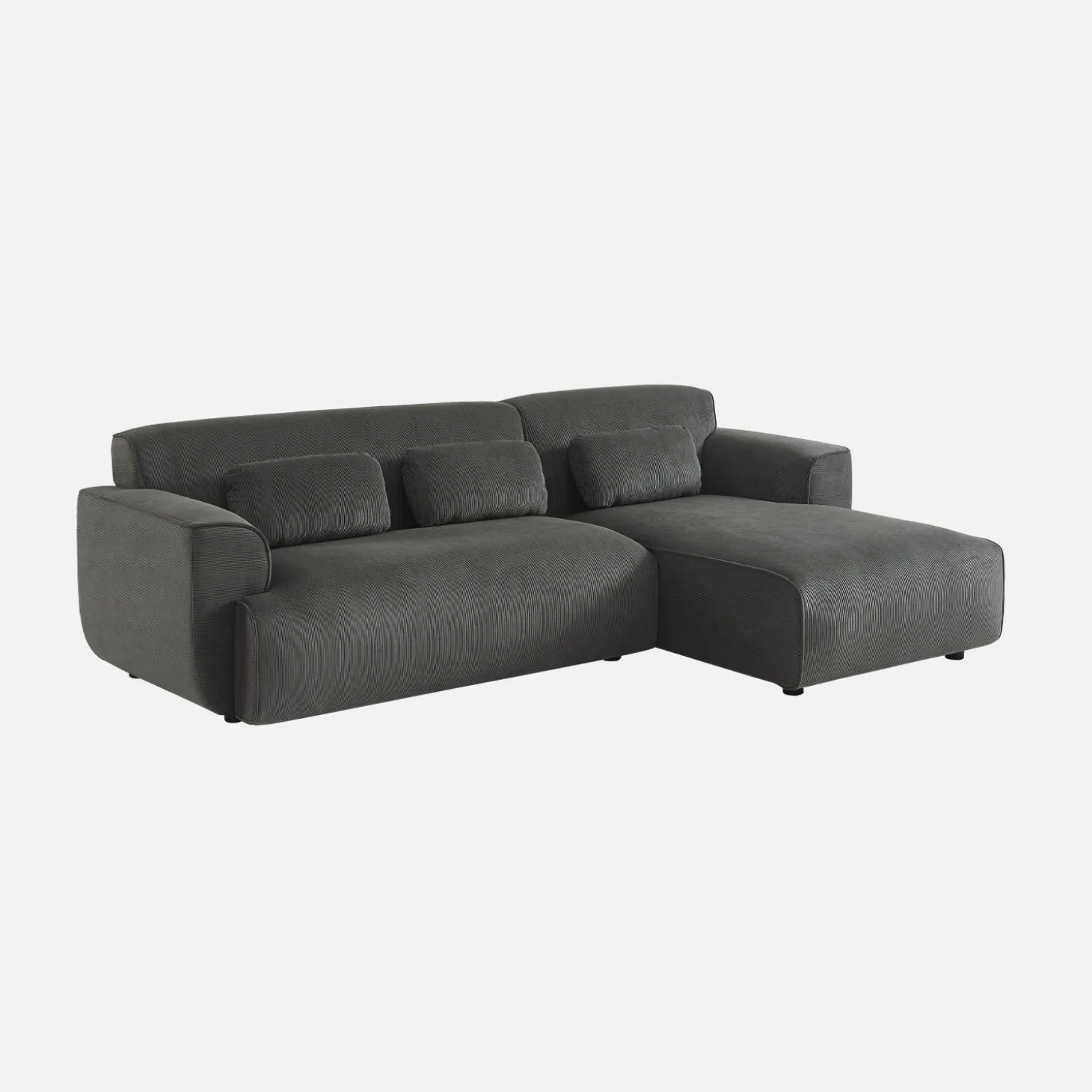 Ecksofa aus Cord, 2-3 Sitzer, Recamiere rechts