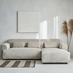 Ecksofa aus Cord, 2-3 Sitzer, Recamiere rechts