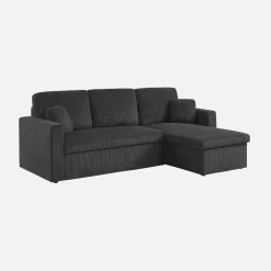 Ecksofa mit Schlaffunktion, Cord-Bezug, breit gerippt, 3-Sitzer