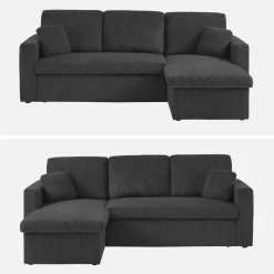 Ecksofa mit Schlaffunktion, Cord-Bezug, breit gerippt, 3-Sitzer