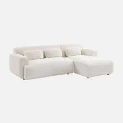 Ecksofa, 3-Sitzer mit Teddy Bouclé-Bezug