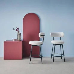 2er-Set Barhocker mit drehbarem Sitz aus Metall mit Stoffbezug