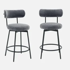 2er-Set Barhocker mit drehbarem Sitz aus Metall mit Stoffbezug