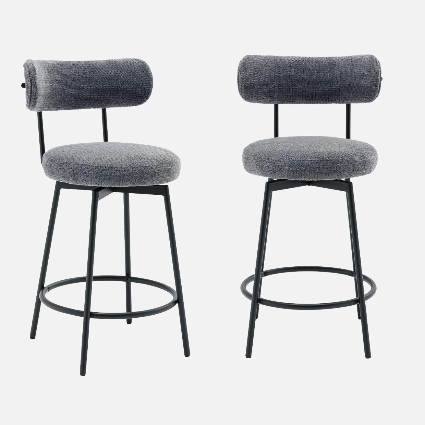 2er-Set Barhocker mit drehbarem Sitz aus Metall mit Stoffbezug