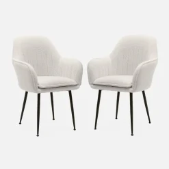 2er Set Bouclé Sessel mit Metallbeinen