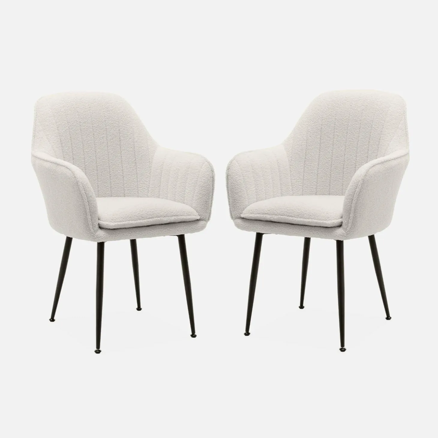 2er Set Bouclé Sessel mit Metallbeinen