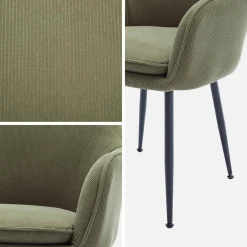 2er-Set Cord-Sessel mit mattschwarzen Metallbeinen