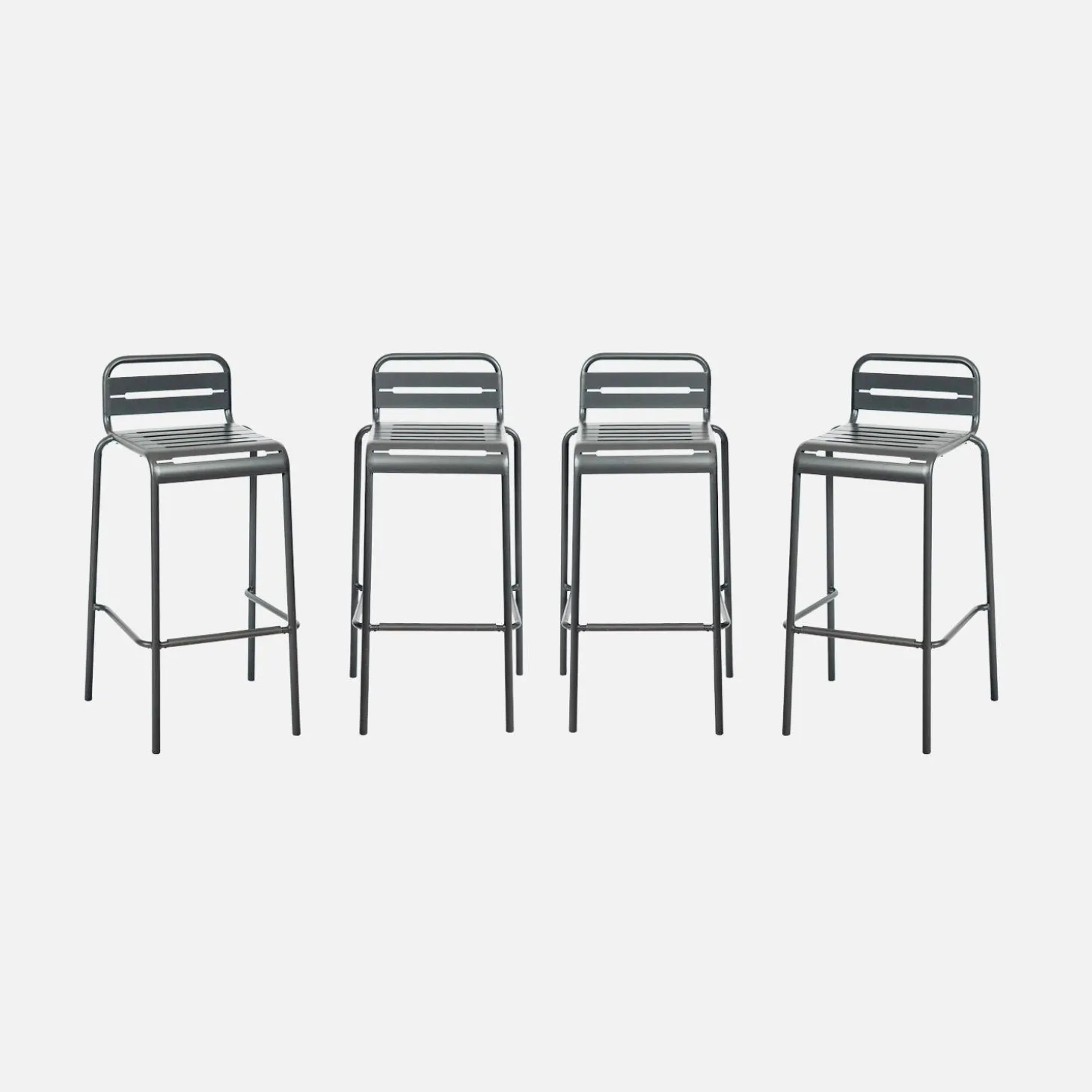 4er-Set Garten-Barhocker mit Lehne aus Stahl