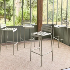 4er-Set Garten-Barhocker mit Lehne aus Stahl