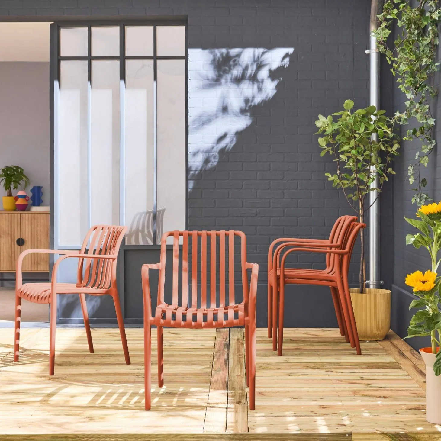 4er Set Gartensessel aus Kunststoff