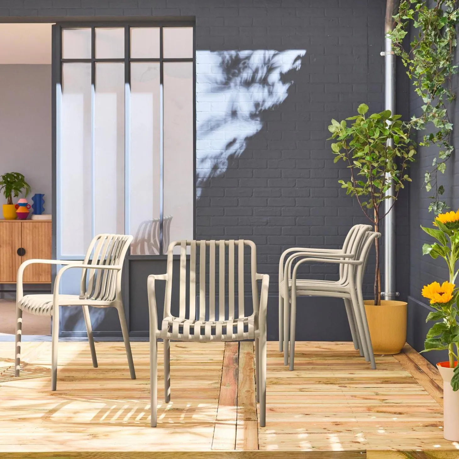 4er Set Gartensessel aus Kunststoff
