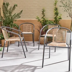 4er-Set Gartensessel aus Stahl mit Kunststoff-Bespannung