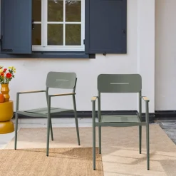 2er-Set Gartenstühle aus Aluminium und Textilene