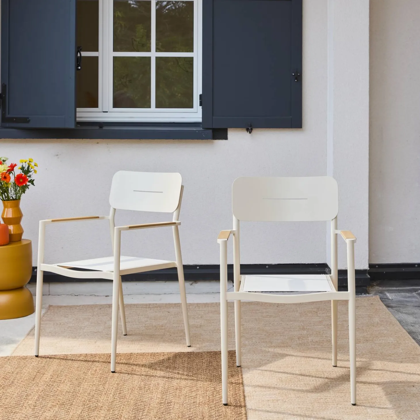 2er-Set Gartenstühle aus Aluminium und Textilene