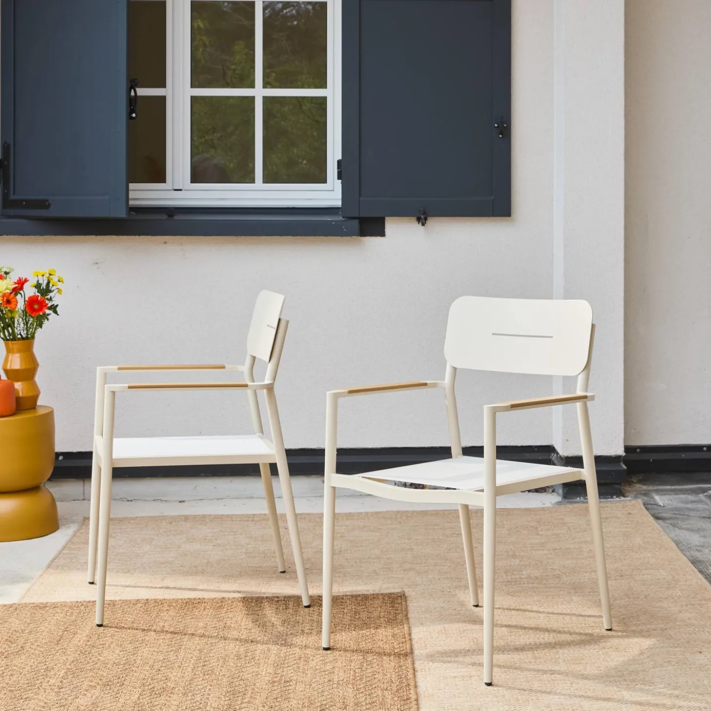 2er-Set Gartenstühle aus Aluminium und Textilene