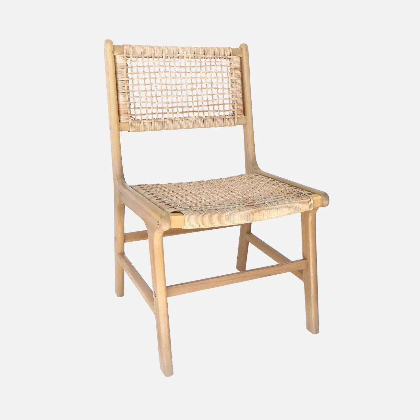 4er-Set Gartenstühle aus Holz mit Geflecht